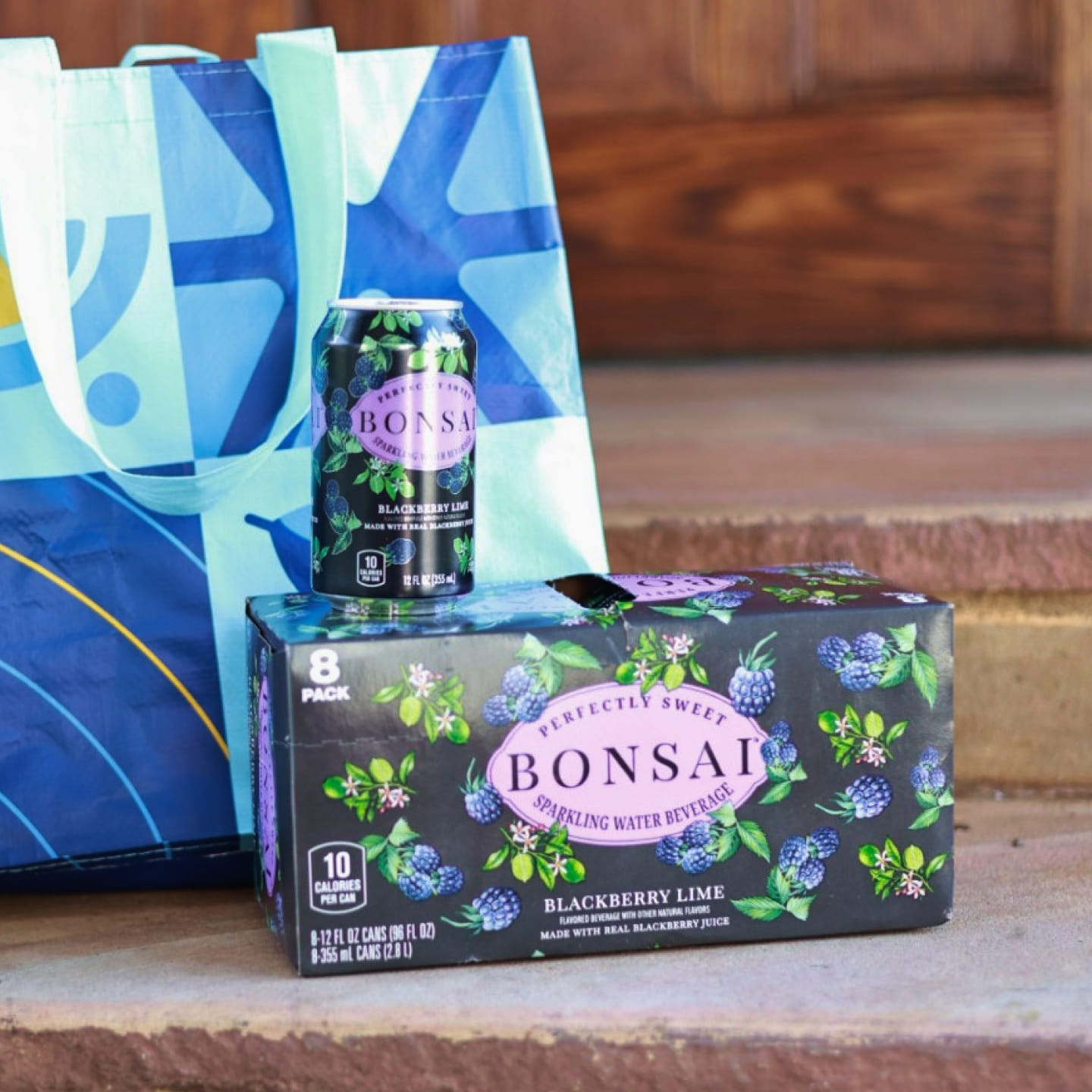 Bonsai Blackberry Lime 8 Pack in front of reusable bag