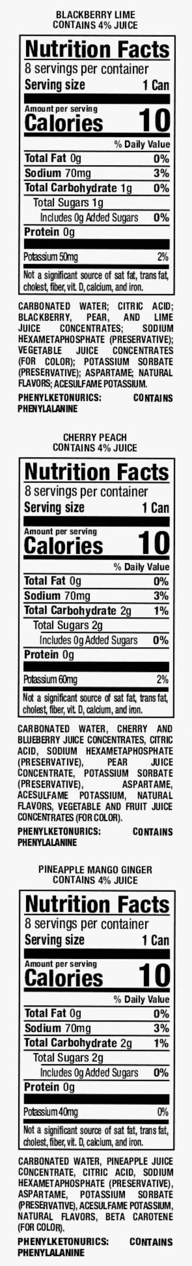 Variety Pack Nutrition Facts Panel